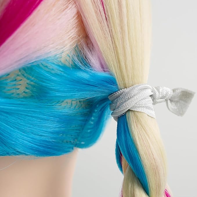 MEEDEE 100 Pack Silver No-Crease Soft Ribbon Knotted Ouchless Hair Ties for Women, Yoga, and Ponytails - Elastic Bracelets