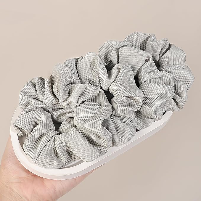 Hair Scrunchies for Women - Hair Ties No Damage Both for Thick Hair or Thin Hair Curl Hair No Crease Gray Scrunchies Ponytail Holder No Hurt Your Hair