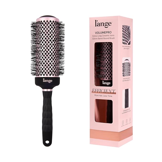 L'ANGE HAIR VolumePro Extra-Long Ceramic Ionic Round Brush, Black | For Blow Drying, Curling & Styling | Adds Volume, Reduces Frizz & Boosts Shine | Ideal for Extra-Long Hair (53mm)