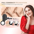 16pc Beginner Mineral Makeup STARTER KIT with 10 BRUSHES(5gm)Sample Size Foundation, Primer, Blush, Bronzer, Setting Powder for Learning, Occasional Use,First Time Users, Travel Size Kit(Pink Bisque)