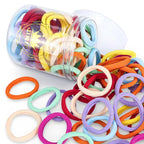 50Pcs Hair Ties for Women Girls,Cotton Seamless Hair Ties, Soft Ponytail Holders,No Crease No Damage Elastics Hair Bands with Box for Thick Heavy and Curly Hair (Set 2)