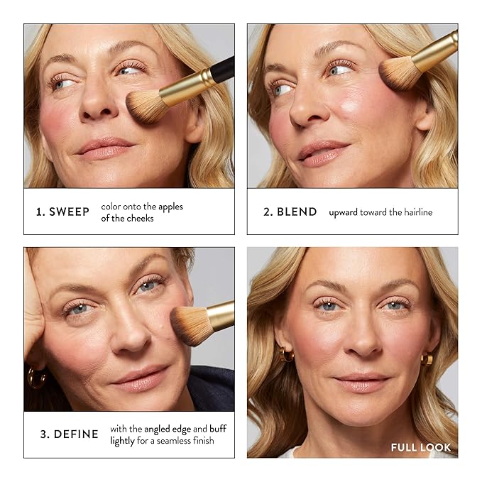 LAURA GELLER NEW YORK Angled Blush Brush with Black Wooden Handle & Dense Bristles for Makeup Application