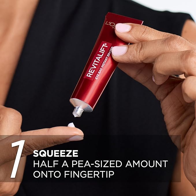 L'Oreal Paris Revitalift Triple Power Eye Bag Instant Eraser, Eye Tightener Treatment to Firm Bags, 0.5 oz + Moisturizer Sample