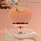 90MM Extra Large Self Tanner Kabuki Makeup Brush – GloréBrochas Ultra Soft Dense Vegan Bristles for Body Makeup, Bronzer & Foundation–Applies Tanning Mousse, Lotion & Self Tanner，Wet & Dry (Rose-Gold)