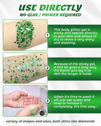 6PCS Green Face & Body Glitter Gel Kit - Holographic Chunky Sequins for Festival, Rave Accessories | Green Face Paint for Women, Kids Sparkling Makeup | Easy to Apply & Wash Off