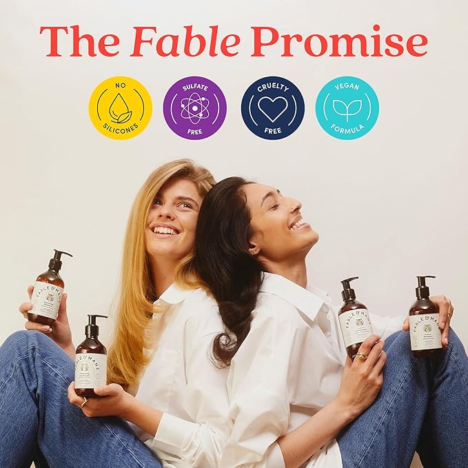 Fable & Mane Volumizing Shampoo & Conditioner Duo For Thinning, Fine or Medium Hair Types. Plumps Strands for Bounce, Body and fuller-looking Hair