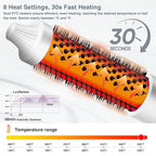 Infrared Bounce Brush, Heated Thermal Round Brush with Negative Ion Technology, 8 Heat Settings for Blowout Look with Hair Care Oil, Straightening & Curling, 1.65" Barrel for All Hair Types, White