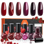 modelones Red Nail Polish Set 6 Colors, Christmas Cat Eye Burgundy Glitter Dark Purple Quick Dry Mini Nail Lacquer Kit Magnetic DIY Home Nail Art Manicure Gifts for Women Girls
