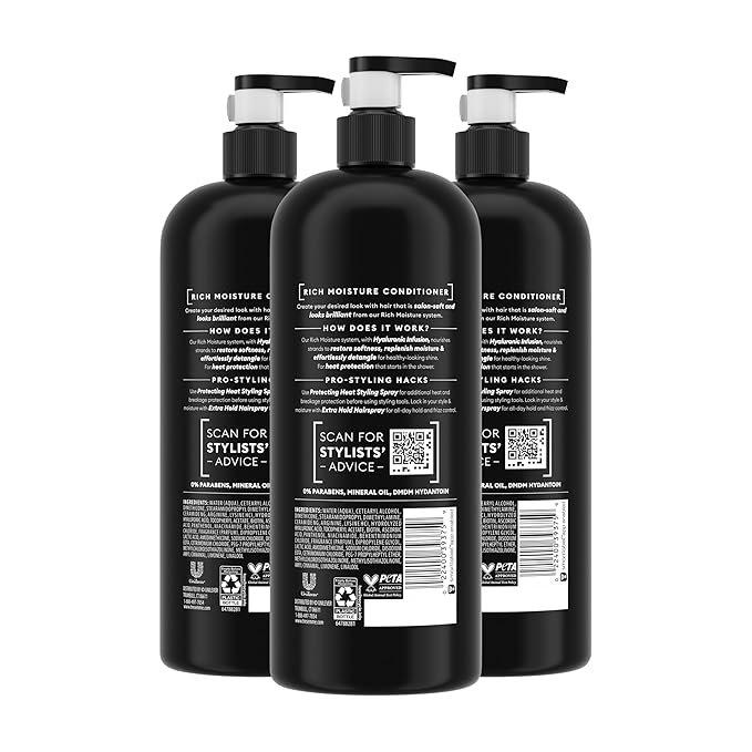 TRESemmé Moisture Rich Hydrating Conditioner 3 Count for Dry Hair Formulated With Pro Style Technology 28 Fl Oz