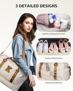 Gifts for Friends-Initial Duffle Bag with Shoe Compartment, Personalized Weekender Bag, Monogram Overnight Bag, Travel Bag with Makeup Bag，Birthday Gifts Bag for Daughter Sister (Letter I)