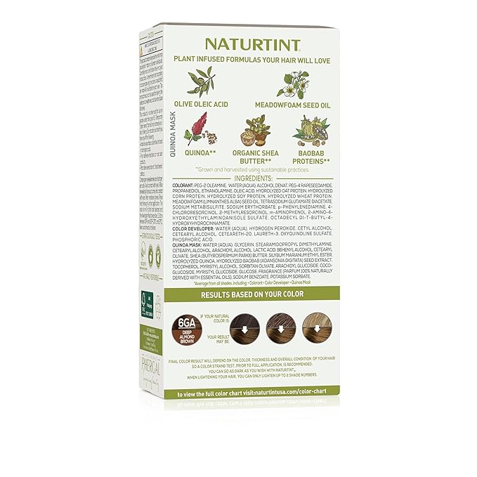 Naturtint 6GA Deep Almond Brown Permanent Hair Color (Pack of 1), Ammonia Free, Vegan, Cruelty Free, up to 100% Gray Coverage, Long Lasting Results (Packaging may vary)
