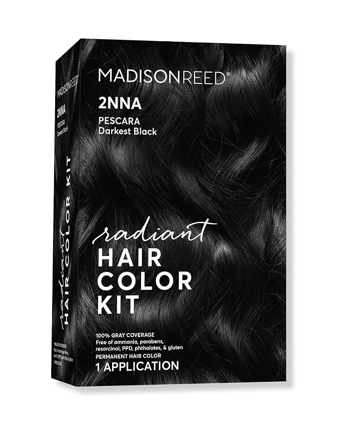Madison Reed Radiant Hair Color Kit - 2NNA Darkest Cool Black with Ash Undertones (Pescara Black), Dimensional Gray Hair Blending Permanent Hair Dye, PPD-Free & Ammonia-Free, 1 Pack