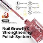 Beetles Glitter Nail Polish Set, 6 Color Silver Pink Gold Red Brown Black Quick Air Dry Nail Polish Natural Elegant Nail Lacquer Manicure DIY Nail Art Salon Christmas Gifts For Women