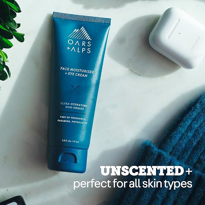 Oars + Alps Face Moisturizer and Eye Cream, Face Lotion with Aloe Leaf Juice and Vitamin E, Long Lasting, Hydrating Cream, TSA Friendly, 2.5 Fl Oz, 2 pk