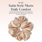 Kitsch Satin Scrunchies For Women - Softer Than Silk Scrunchies, No Crease Hair Ties, Soft Hair Accessories - Perfect For Day And Night Hairstyles | Ideal Gifts for Women - 1pc, Champagne