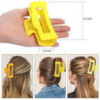 4 Inch Big Hair Claw Clips 6 Pcs Large Claw for Thick Hair Square Hair Clips for Women Rectangle Hair Clips Nonslip Acrylic Banana Jaw Clips Hair Accessories for Girls (Yellow)