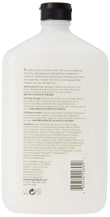 MOP Mixed Greens Moisture Shampoo, Fresh, 33.8 fl. Oz (Pack of 1)