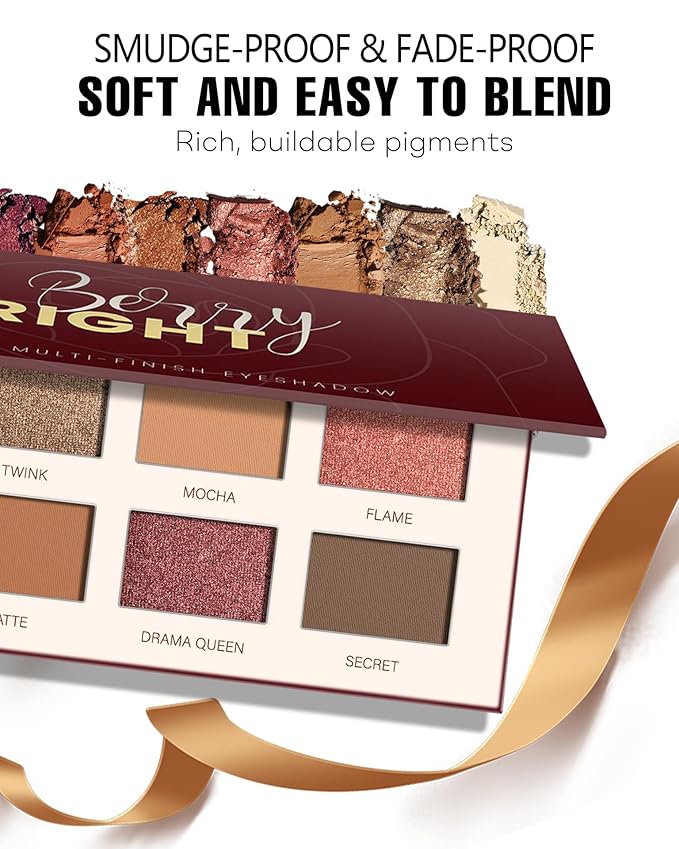 Berry Eyeshadow Matte Palette 8 Shade, Long Lasting Burgundy Eyeshadow for Bronzer Makeup, Wine Red Shimmery Eye Looks, High Pigmented & Easy to Blend (Plum)