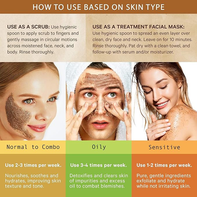 LILY SADO LILY SADO Cocoa & Coffee Creamy Face Scrub - Best Exfoliating VEGAN Facial Cleanser for Women & Men - Natural Face Wash Exfoliates & Energizes Skin, Treats Acne & Reduces Pore Size - 4 oz