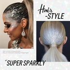 Silver Face and Body Glitter Gel, Party Concerts Cheer Face Paint Holographic Chunky Festival Rave Accessories Glitter Makeup Gel, 6 Kinds of Sparkling Sequins for Hair Nail Eye Lip Body