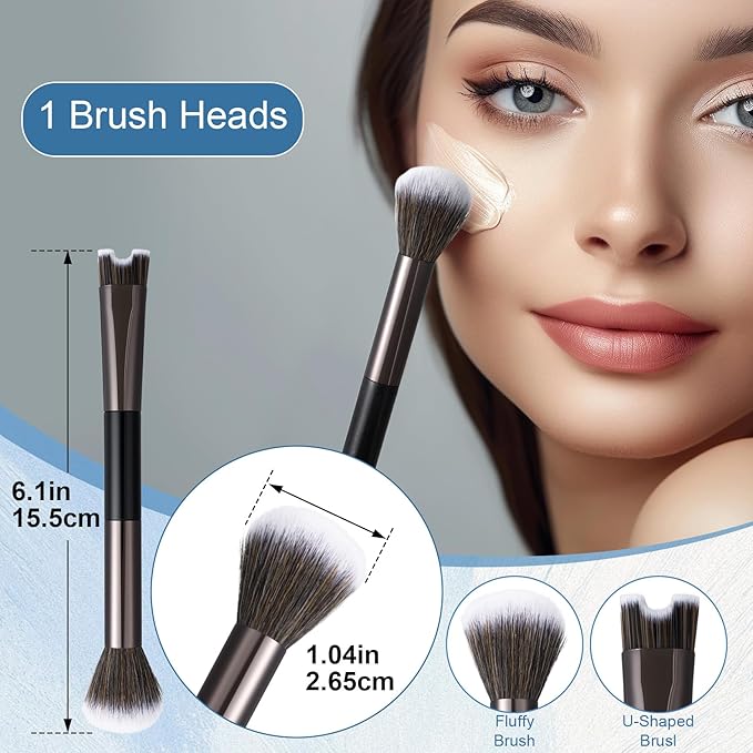 2-In-1 U-Shaped Nose Contour Brush, Contour Nose Brush, Nose Contouring Brushes, Contours Brushes for Makeup (Black,1 Pcs)