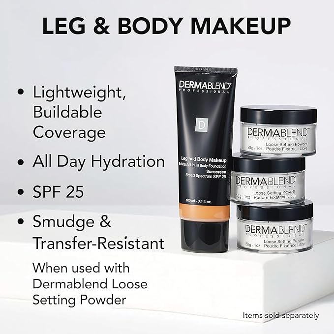Dermablend Leg and Body Makeup Foundation with SPF 25, 45W Tan Honey, 3.4 Fl. Oz.