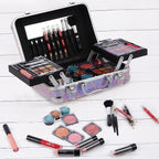Hot Sugar All In One Makeup Set for Adults and Girls - Full Makeup Kit for Beginners With Eye Shadow Palette, Blush, Lip Gloss, Brush, Mirror (Pink Leopard)