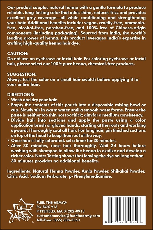 FUEL THE ARMY® 80% Natural Hair Dye 100 Grams (Golden Brown)