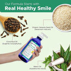 Natural Oil Pulling for Teeth and Gums | Organic Mint Flavored Oral Rinse Mouthwash for Bad Breath | Essential Oil & Teeth Whitening Gum for Freshen Breath | Cobalt Glass Bottle with Refill-16 FL Oz