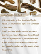 Green Sandalwood Wide Tooth Hair Comb with Handle - Detangling Brush for Curly/Coily Hair, Split Ends Repair & Gentle Scalp Care (Anti-Static Wooden Design)