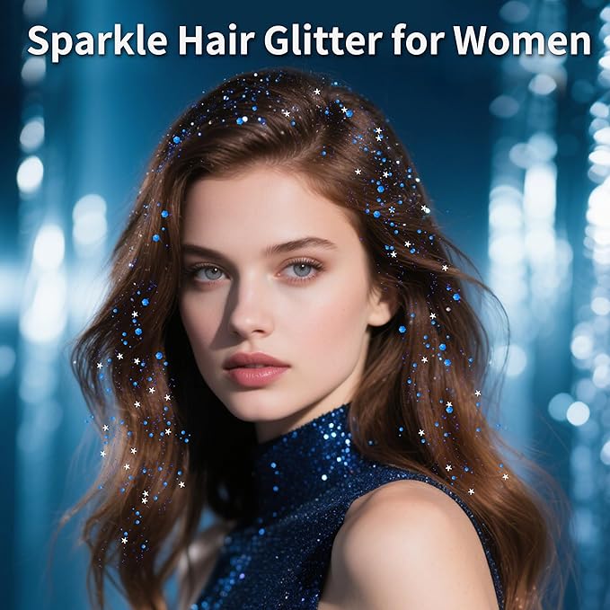 MEICOLY Royal Blue Body Glitter Stick,Hair Glitter Stick for Women,Waterproof Sparkle Chunky Face Glitter Makeup for Halloween Mardi Gras Party Rave Party Festival