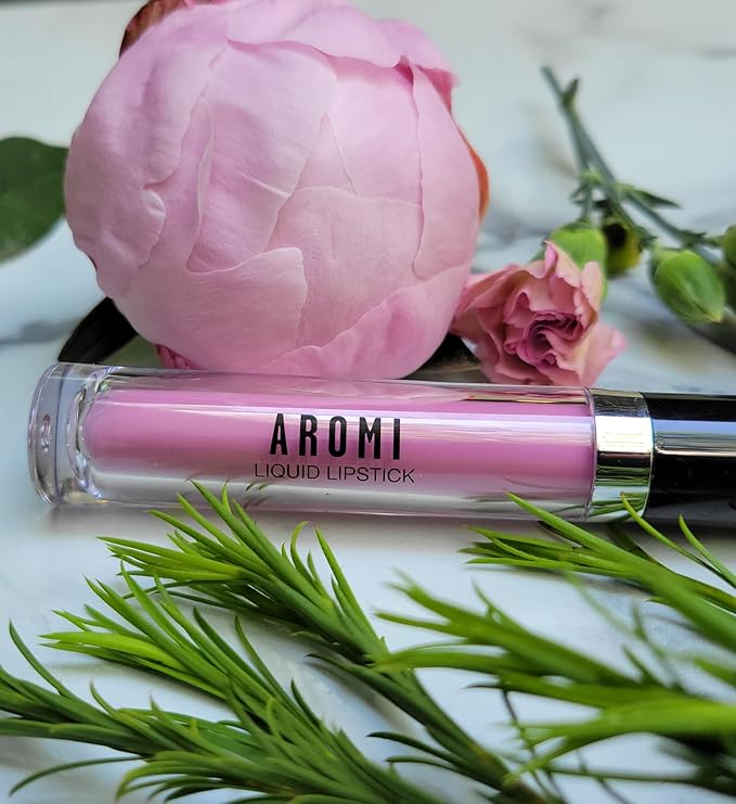 Aromi Matte Liquid Lipstick | Light Pink Lip Color for Women, Smudge Proof, Long-lasting, Waterproof, Vegan, Handmade (Baby Pink)