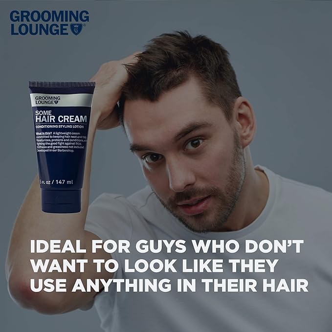 Grooming Lounge Some Hair Cream - Sculpting, Low Shine, Flexible Styling Cream for Men - Moisturizing, Conditioning, and Texturizing with Firm, Strong Hold - Paraben and Sulfate Free Formula - 5 oz