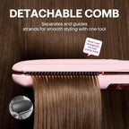 Wavytalk Steam Hair Straightener, Steam Sesh, Steam Reduces Damage, Nourishes Hair & Expedites Straightening, 1.38'' Nano Titanium Flat Iron with Detachable Comb for Silk Press Smoothing, Sakura Pink