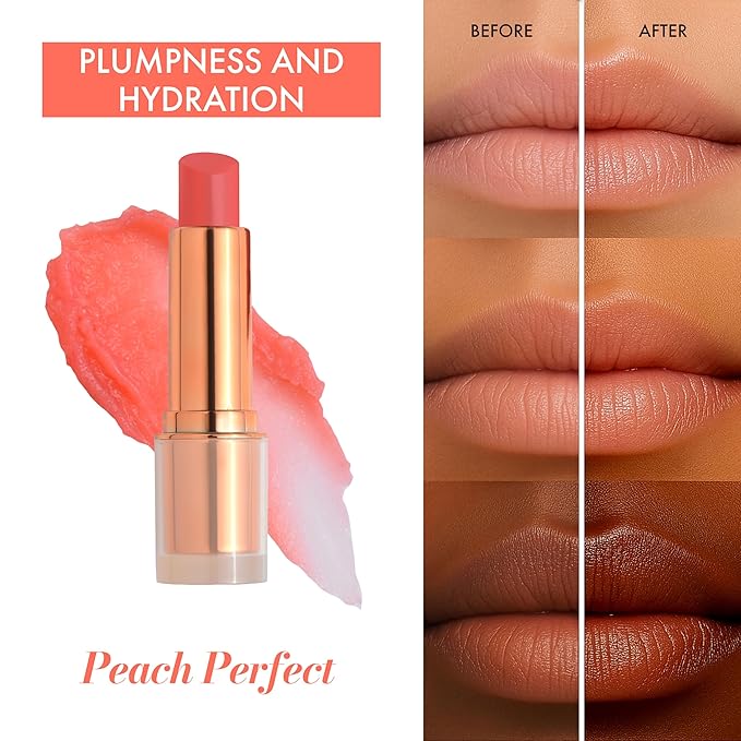 Tinted Lip Balm – Anti-Wrinkle Lip Treatment with Deep Hydration & Long-Lasting Moisture. Natural Skincare with Cold Pressed oils – Clean, Non-Toxic Lip Care – 002 Peach Perfect