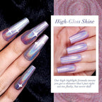 AZUREBEAUTY Holographic Nail Polish no Gel Fast Drying Pink Silver 2 Colors Natural Nail Lacquer High Shine DIY Salon Home Women Gifts 2Pcs 0.34oz