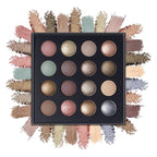 Baked Eyeshadow Makeup Palette - 16 Pigmented Soft Neutrals, Earth Tones & Smoky Shades with Glitter, Matte & Metallic Finishes, Long-Wear Blendable Eye Shadow Make Up Pallet for All Skin Tones