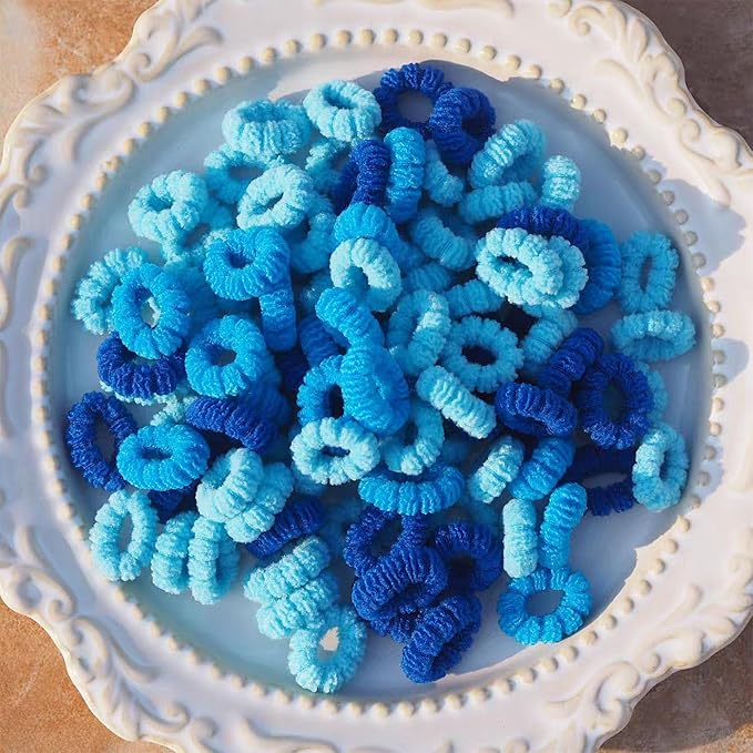 500 PCS Multicolor Cotton Hair Ties, Small Seamless Kids Hair Ties – Soft No-Crease Baby Hair Elastics for Girls, Kids & Toddlers, Gentle Ponytail Holders for Thin & Thick Hair. (Blue)