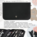 3 Swords Germany – Brand Quality 12 Piece Manicure Pedicure Grooming kit Set for Professional Finger & Toe Nail Care with Black Genuine Leather case - Made in Germany