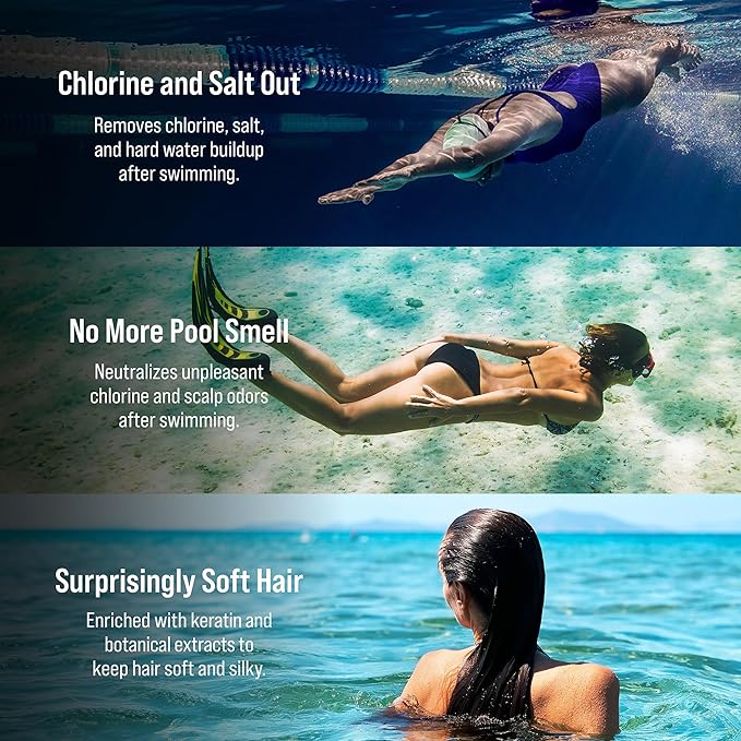 SOOO Swim Shampoo, Chlorine Removal After Swim Shampoo for Swimmers, Removes Salt & Residue, Refreshing dry itchy Scalp & Pool Odor, Citrus Scent, Silicone & Paraben-Free 7.43 fl. oz. (16.9 fl. oz.)