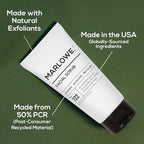 MARLOWE. No. 122 Facial Scrub 6 oz, Gentle Face Exfoliator with Apricot Seed Powder & Pumice, Cleanses & Smooths, Fresh Pine & Agarwood Scent