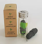 Vegan Biodegradable Bamboo Charcoal Dental Floss with Refillable Glass Container | Free Refill | Natural Candelilla Wax | 30M x2 | Peppermint Essential Oil | Eco Friendly Zero Waste Oral Care