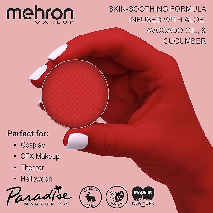 Mehron Makeup Paradise Makeup AQ Refill Size | Stage & Screen Performance, Face & Body Painting, Beauty, Cosplay, and Halloween | Water Activated Face Paint, Body Paint .25 oz (7 ml) (BEACH BERRY)