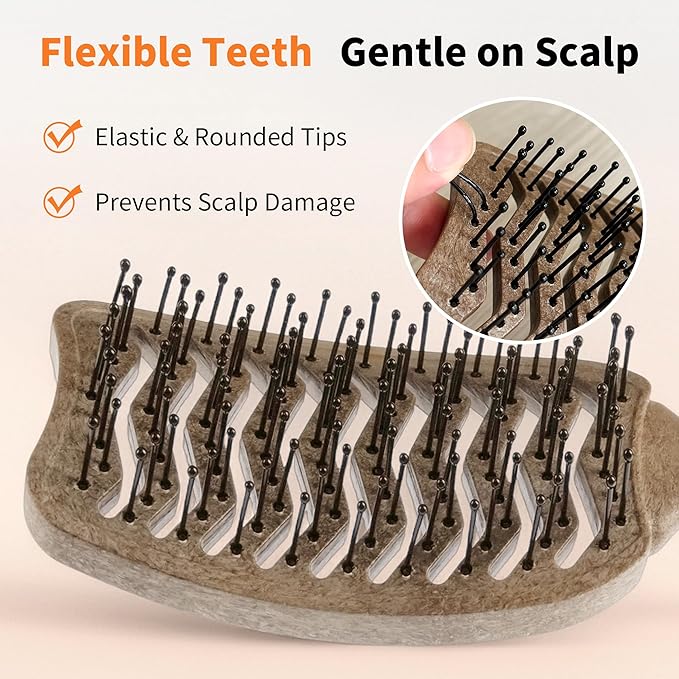 Hair Brush Professional for Women Men Paddle Detangling Brush for Wet Dry Curly Thick Straight Hair Shaping Defining Curls wood square