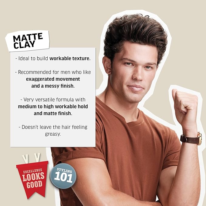 American Crew Men's Hair Matte Clay, Like Hair Gel with Medium/High Hold, Stocking Stuffer for Him, 3 oz