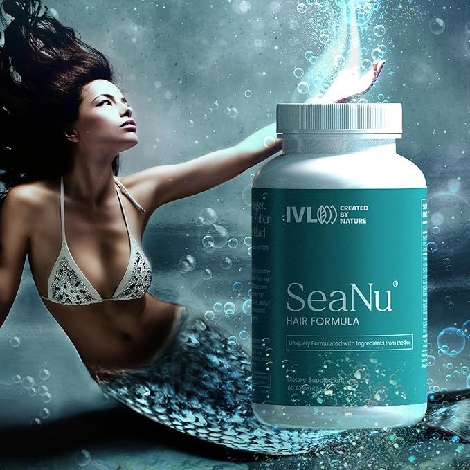 IVL - SeaNu Hair Vitamins Supplements - Hair Strength, Strand Thickness, Hair Growth - with Biotin, Vitamin B3, Zinc, Saw Palmetto Berry Extract, Green Lipped Mussel - Vitamin Hair Growth (3 Pack)
