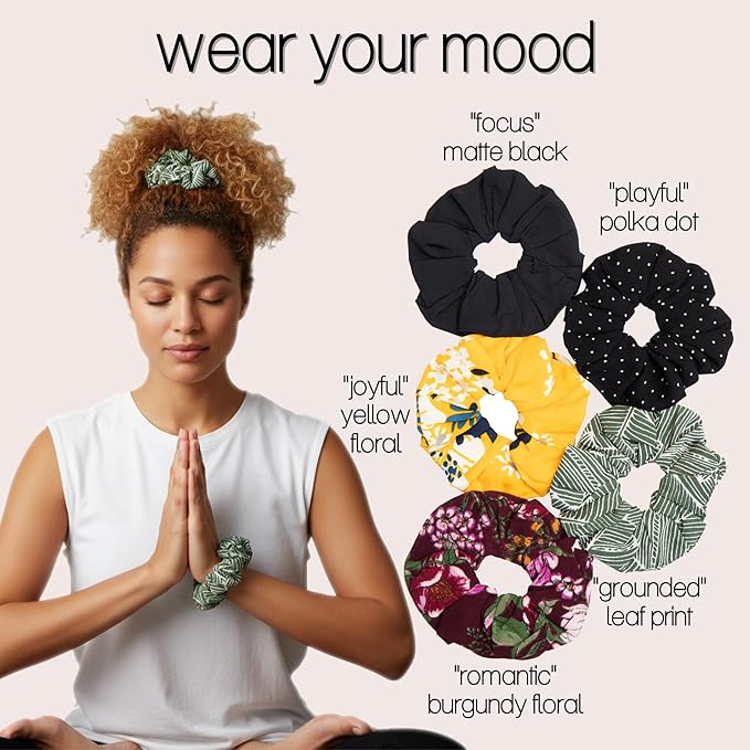 likemary Scrunchies for Women - Match Your Mood & Outfit - Strong, Snag-Free Hair Ties for All Hair Types Made from Sustainable Reclaimed Fabric - 5 Pack