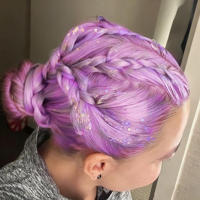 Go Ho Pastel Purple Face Body Glitter,Sparkly Face Glitter Makeup,Light Purple Face Paint Holographic Chunky Sequins Glitters for Eye Lip Hair Nails,Festival Rave Accessories