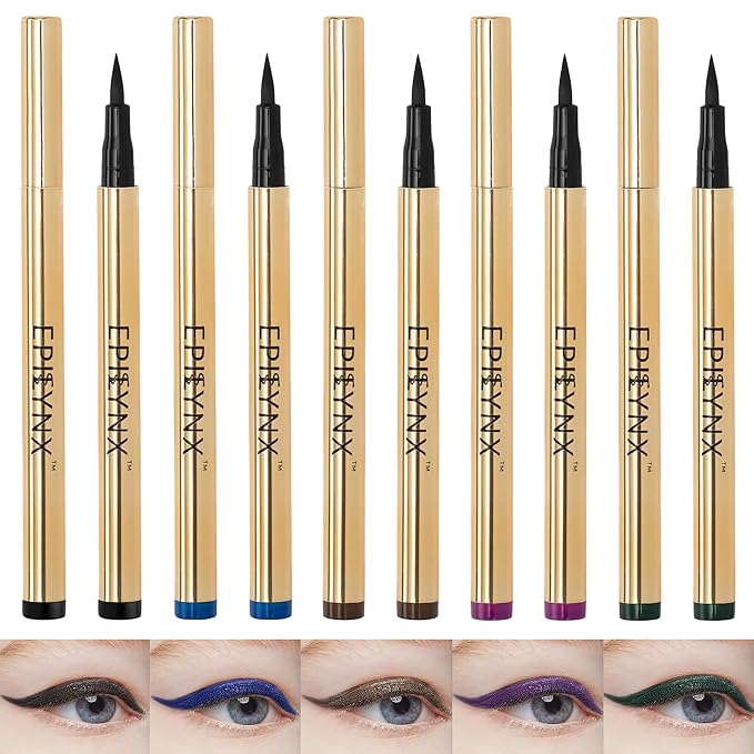 Liquid Eyeliner - Hypoallergenic Eyeliner with Fine Brush Tip, Long-Lasting Waterproof Eye Liner - Cruelty-Free, Vegan, Hypoallergenic, Gluten-Free, Smooth Liquid Eye Liner, 5 Shades 2mL each Gift Set