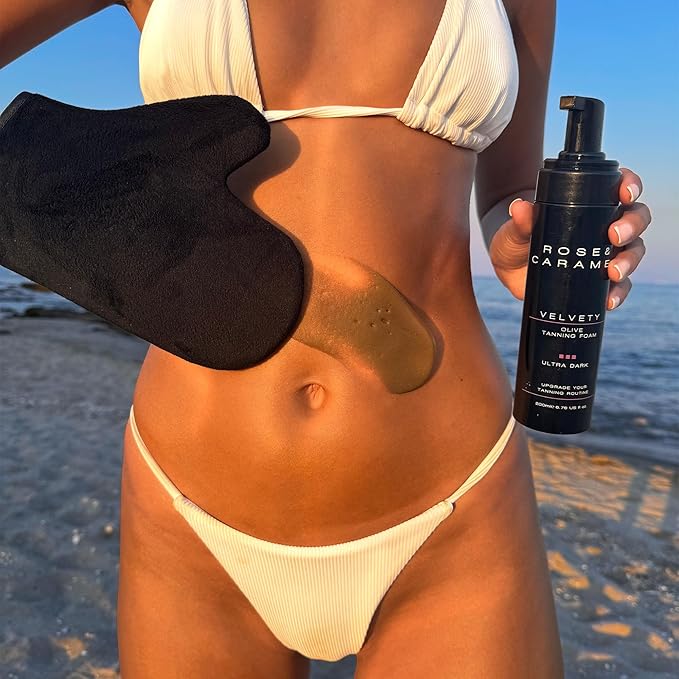 Rose & Caramel Velvety Ultra Dark Olive Self-Tanner Mousse – Extra Dark, No Orange Tones, Streak-Free, Long-Lasting Fake Tan – Award-Winning, Vegan, Cruelty-Free, 6.76 Fl Oz (200ml)